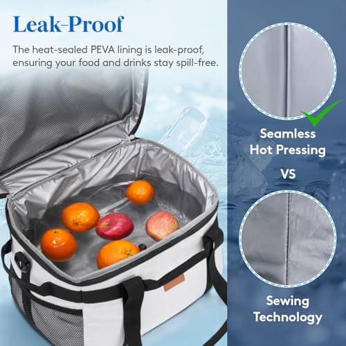 Lifewit 30L Cooler Bag with Liner, Large Insulated Picnic Bag, Silk Gray — view 4