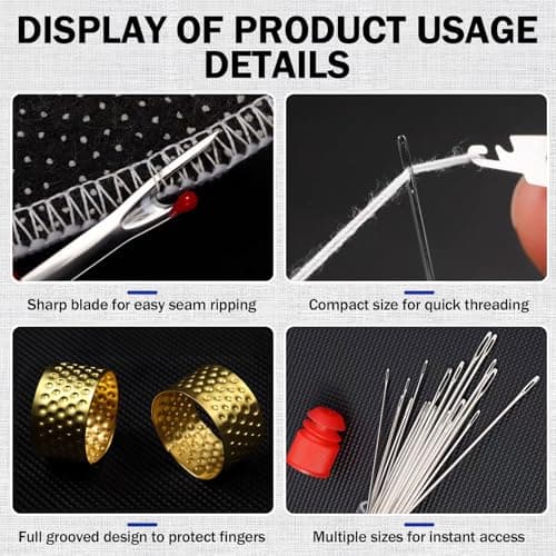 34 PCS Sewing Kit, Multi-Purpose Needle and Thread Kit Accessories, Needles Thread Hand Repair Tools, Sewing Tool Set Gifts for Women, Thread and Needles Set for Adults, DIY,Home, Travel (C03) — view 3