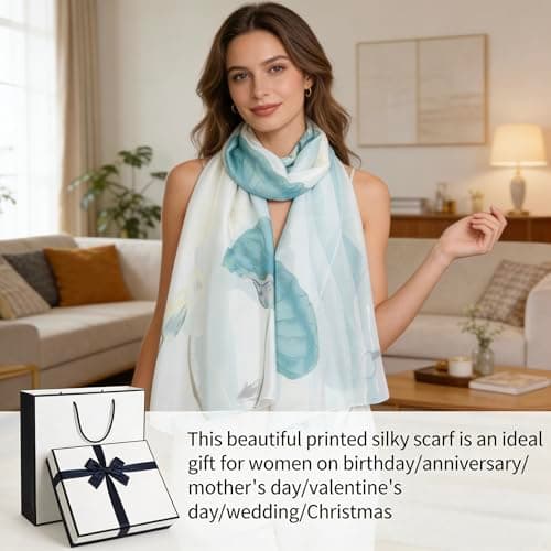 RIIQIICHY Women Silky Printed Scarf Ladies Lightweight Shawl Wraps — view 6