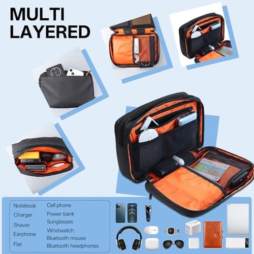 Teskyer Cable Organiser Bag, Travel Essential, 25 x 17 x 8 cm, Black — view 2