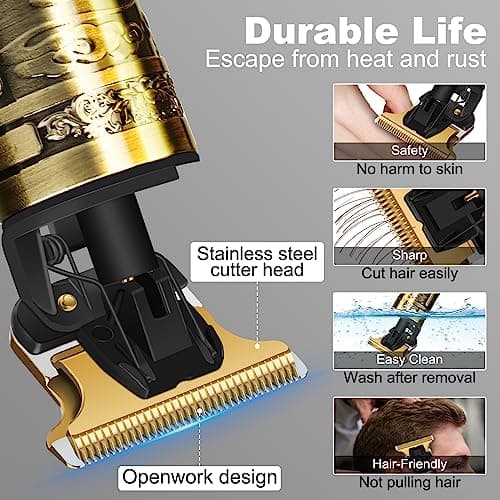 Hair Clippers for Men, Rechargeable Beard Trimmer with 4 Limit Combs, Grooming Kit for Barbers Haircut, USB Type-C Charging, Professional Shaver Gifts — view 3