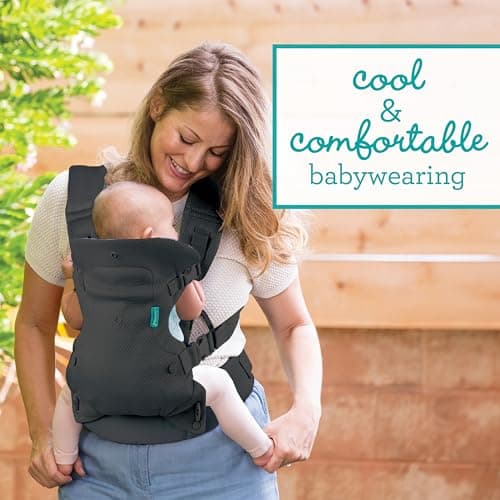 Infantino Flip 4-in-1 Light & Airy Convertible Baby Carrier - Breathable, Lumbar Support, Adjustable Waist Belt, Head Support, Ergonomic Seat, Plush Straps for Newborn to Toddler 3,6-14,5kg, Dark Grey — view 4