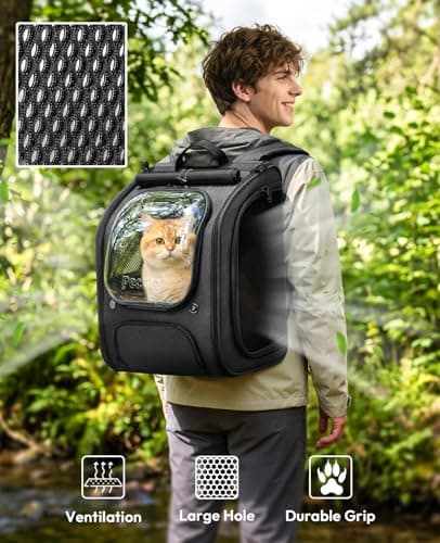pecute Cat Backpack Large Space, Cat Carrier Backpack Bubble, Black — view 4