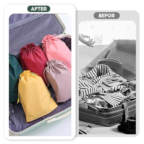 Travel Storage Waterproof Drawstring Bags, 24PCS Waterproof Drawstring Bags, Portable Non-Woven Shoe Packing Clothes Bag, Storage Sack for Gym Sport Swim(8 Colors) — view 4