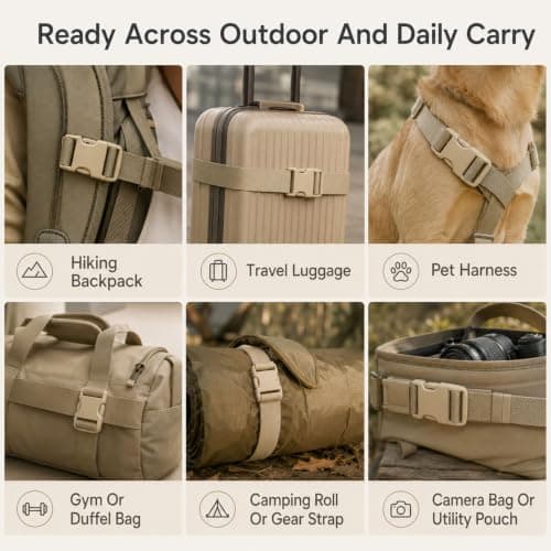 4Pcs Khaki 25mm Quick Release Buckles POM Clips for 1" Webbing Bag Straps — view 6