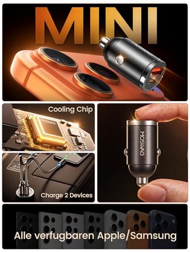 MOSWAG Car Charger USB C Fast Charge, Mini Cigarette Lighter USB Charger — view 2