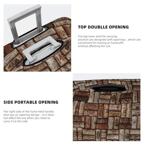 Wine Cork Printing Large Suitcase Cover, Elastic Suitcase Cover with Zipper, Protects Luggage During Travel — view 5