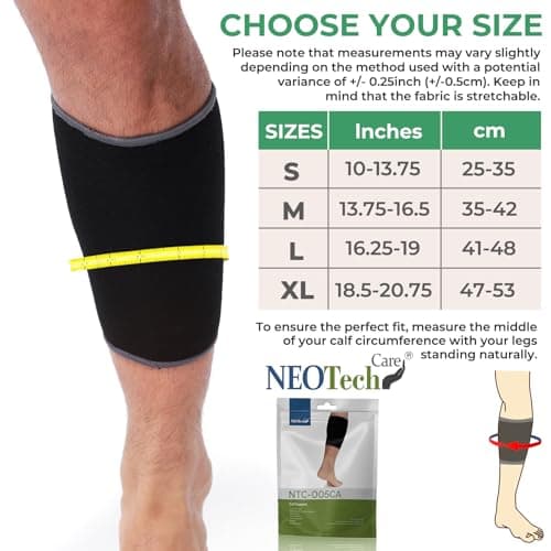 Neotech Care Calf Support Sleeve - Elastic & Breathable Knitted Fabric - Medium Compression (Black Colour, Size L, 1 Unit) — view 2