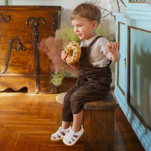 Cheerful Mario 0-3 Years Baby Boys Girls Sandals Toddler First Walking Shoes Summer Closed Toe Soft Sole White 3.5 UK Child — view 3