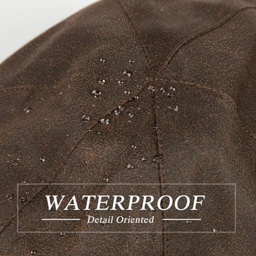 TOP-EX Waterproof Faux Leather Flat Cap for Men Ivy Driving Hat Coffee M/L — view 2