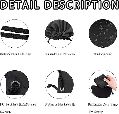 YSUY 2-Pack Black Drawstring Gym Bags, Bags Sports Cinch Sack String Bag, Bulk Swimming String Bags, Draw String Backpack Suitable for Sports, Gym, Travel, Swimming, Beach (2PCS) — view 3