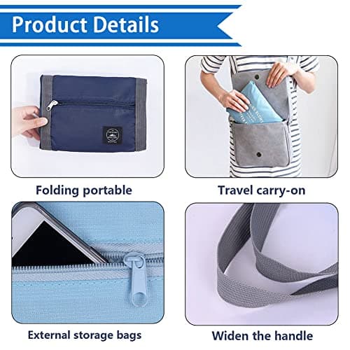 Travel Bag 12 Packes Carry on Luggage Foldable Duffel Bag Sports Gym Bag Weekender Overnight Bag Water Resistant Nylon Travel Duffel for Men Women (Blue 12PCS) — view 5