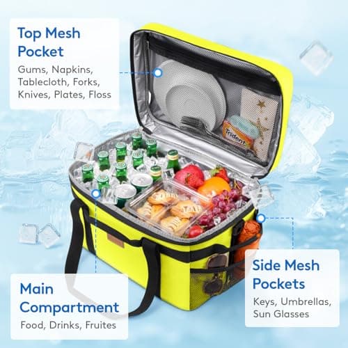 Lifewit 30L Cooler Bag with Liner, Large Insulated Picnic Bag, Apple Green — view 5