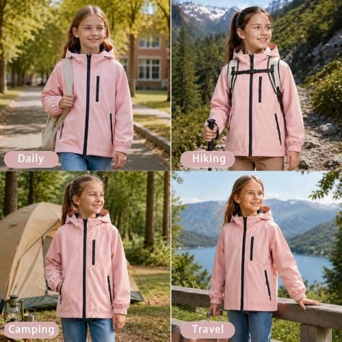 Kioeok Boys Girls Waterproof Jacket Lightweight Kids Rain Coats — view 2