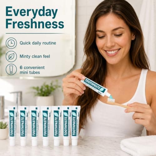 Mini Travel Size Toothpaste 5g Pack of 6, Ice Cool Mint Tubes for Cabin Bags, Holidays, Flights, Hotels, Overnight Stays, Guest Rooms and Travel Toiletry Kits — view 2