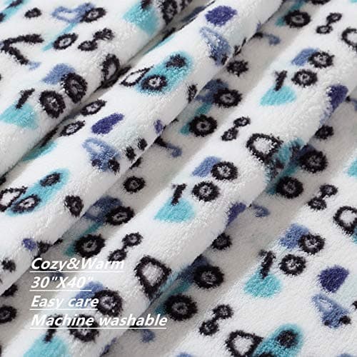 CREVENT 75cmX100cm Cute Lightweight Silky Cozy Warm Baby Blanket for Boys Infant Toddler Newborn Unisex Crib Cot Stroller, for All Season (Blue Truck) — view 4