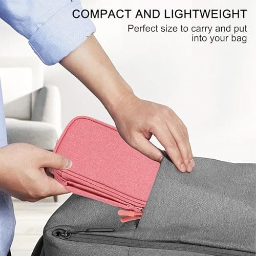 Travel Cable Organiser Bag, Electronics Accessories Organiser Bag, Portable Electronics Accessories Organizer, Cord and Gadget Storage Bags for Cables USB Drive Charger Earphone(Bilayer, Pink) — view 6
