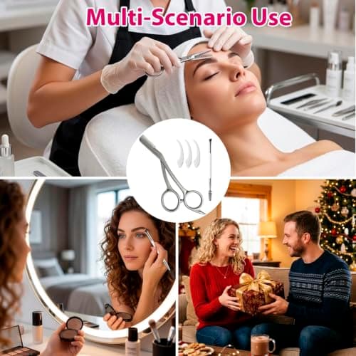 Eyebrow Scissors with Comb, Stainless Steel Eyebrow Trimmer for Men & Women, Beauty Tool for Precision Face Grooming, Elegant Eye Brow Shaping Kit, Ideal for Home, Travel and Daily Salon Care Use — view 6