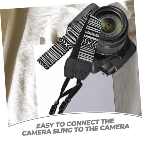 STOBOK Wide Black Canvas Camera Strap with Easy to Carry and Connect Features for Travel and Outdoor Photography — view 5