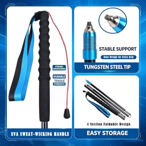 Ultralight 100% Carbon Fibre Trekking Poles 2-Pack, Z-Pole Design Trail Running, Foldable Pair Fixed Length 120cm, Lightweight High-Density Carbon for Hiking, Running & Walking - Quick Lock System — view 3