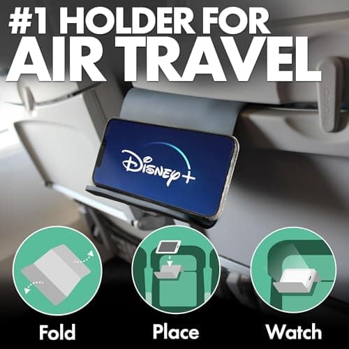 Airplane Phone Holder - Foldable Plane Phone Stand for Travel - Flexible Mobile Stand for Desk & Bed - Flight Mobile Holder Desk - Accessories Travel Essentials For Flying (Silicone) — view 2