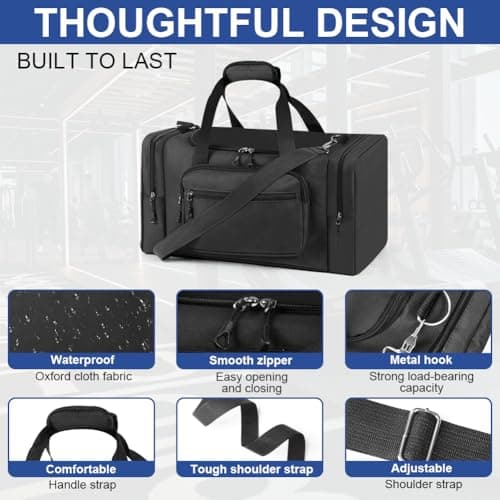 OSDUE Sports Duffle Bag, Gym Duffle Bag for Women Men,35L Waterproof Travel Sports Duffel with Shoulder Strap Holdall Holdall Overnight Weekend Bags for Gym Travel Swimming, Black — view 3