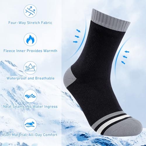 BBXWANG Unisex Waterproof Socks, Breathable Mid Calf Waterproof Running Socks, Stretchy Mens Socks for Hiking, Cycling — view 5