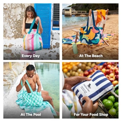 Dock & Bay Everyday Beach Tote Bag - Reusable Beach Handbag & Shopping Carrier - Coastal Candy — view 2