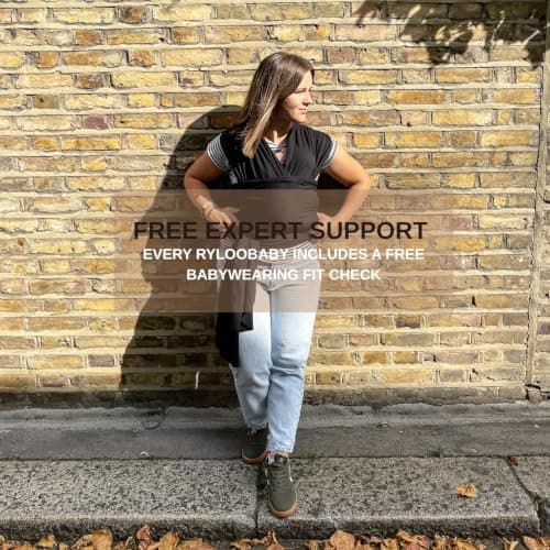 RYLOOBABY Baby Sling Carrier & Stretchy Baby Wrap - Newborn Baby Carrier 3.2–15 kg, Soft Cotton Hands-Free Babywearing Sling, Hip Healthy, One Size XXS–XXXL - Black — view 5