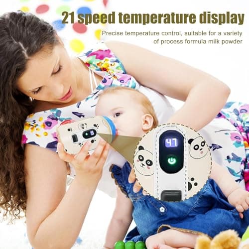 Segrehy Portable Baby Bottle Warmer, USB Rechargeable for Travel, Fast & Even Heating with Precise LCD Display for Safe Temperature Control, Fits Most Bottles, Days Out, Nursery & Home Use — view 2