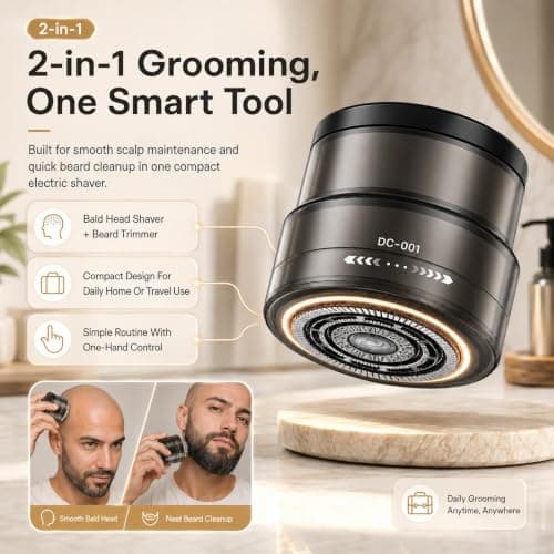 2-in-1 Smart Electric Bald Head Shaver and Beard Trimmer Grooming Razor — view 2