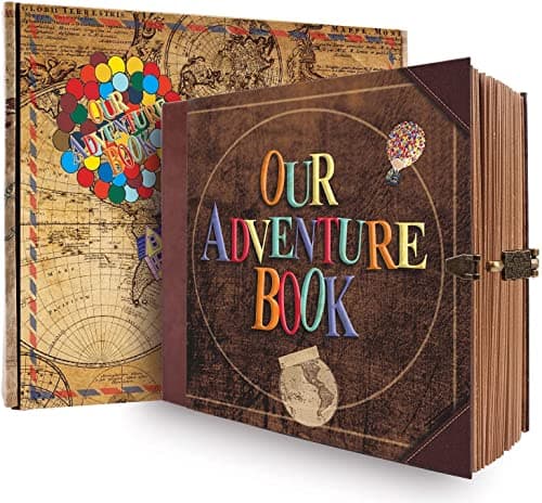 Our Adventure Book 146 Pages,With Vintage Locks Photo Album Scrapbook,3d Embossed Cover Design,Travel Scrapbook With Gift Box For Anniversary Wedding Holiday Valentines Day Birthday