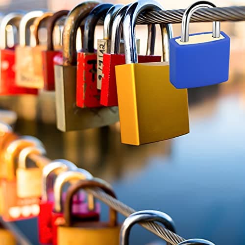 Zsanhua 8 Pieces Suitcase Locks with 2 Keys Colored Suitcase Padlock Multicolor Small Padlock Luggage Padlock Multicolor Coated Brass Lock for Baggage Backpack Laptop Bag Gym Locker — view 6