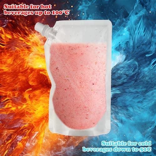 ASelected 24Pcs Drink Pouches for Festivals, Plastic Reusable Hip Flask with Spout Leak Proof Alcohol Juice Liquid Pouches Bags Clear Travel Pouch with Funnel (500 ML, 420 ML, 250 ML) — view 3