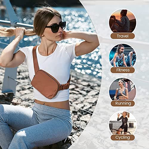 Invool Bum Bag for Women Men, Fanny Pack with Adjustable Straps Crossbody Fashion Waist Pack, Running Belt Bag for Travel Workout Cycling Hiking — view 6