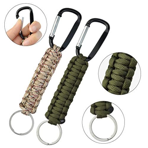 jerbro 5 Pcs Paracord Keychains with Carabiner Braided Lanyard Key Ring Hooks Hangers Survival Kits for Keys Outdoor Camping Hiking Backpack Fit Men Women - 5 Colors — view 4