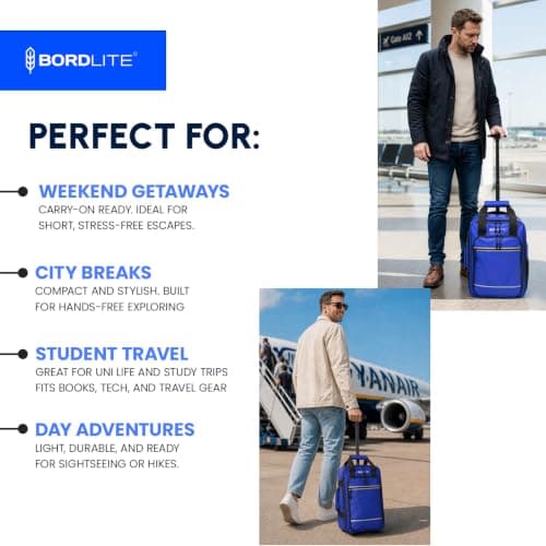 Bordlite Ryanair 40x20x25cm Cabin Backpack on Wheels – Lightweight 2 in 1 Trolley Bag & Rucksack (20L) – Fits Ryanair Free Hand Luggage Allowance — view 5
