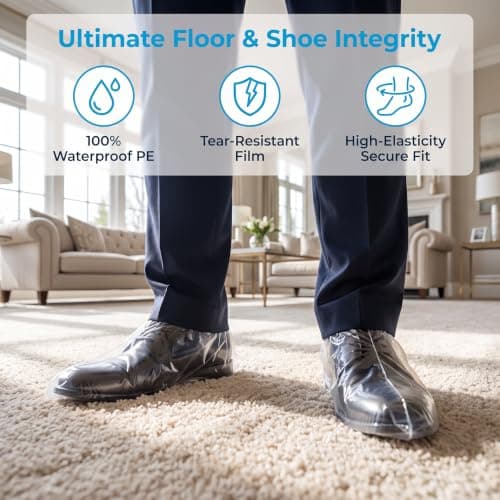 15 Pairs Reusable Waterproof Shoe Covers, Thick Non-Slip Clear Overshoes — view 4