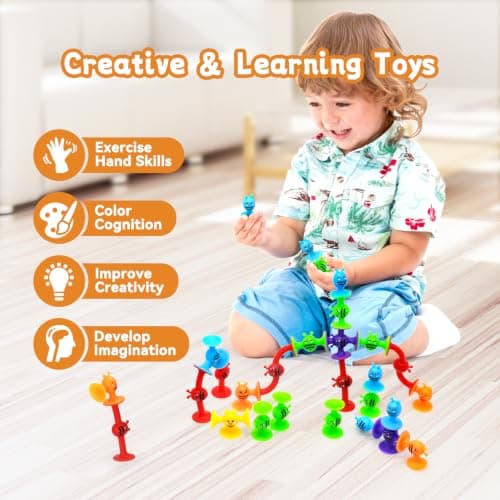 ECHOCUBE Suction Toys, 28 Pcs Suction Cup Bath Toys for Kids 3+ Years Old, Sensory Sucker Toys, Stress Relief Toys Travel Toys for Toddlers & Adults — view 3