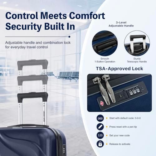 Luggage Depot 4 Piece Luggage Set, TSA Locks, Spinner Wheels, Navy Blue — view 6