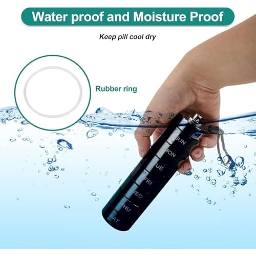 Metal Pill Organizer Weekly,Stackable Waterproof Travel Pill Box,Travel Hiking 7 Day Pill Box Case,Date Display,Large Compartment to Hold Pills, Vitamins,Fish Oil, Supplements (Blue) — view 6