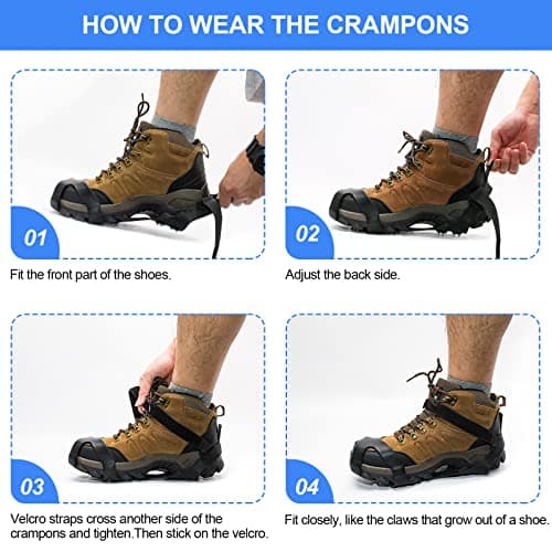 ZUXNZUX Crampons, Ice Cleats for Shoes and Boots, Silicone Stainless Steel Grippers Shoe Spikes Grips Traction for Ice Snow, Winter Hiking Climbing Ice Fishing — view 4