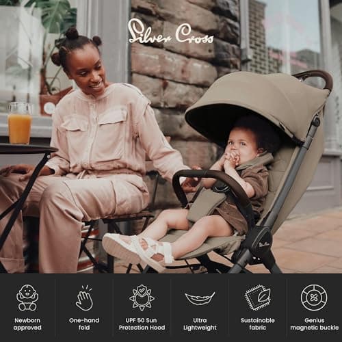 Silver Cross Clic 2 Compact Stroller & Travel Bag, Birth to 22kg, Cobble — view 6