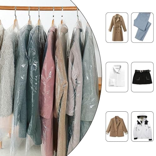 10pcs Dress Bags Covers Long 60 × 180cm Clear Clothes Covers Protector Bags Plastic Dress Suit Bag Dry Cleaning Dust-proof Garment for Clothes Shirt Coat Dresses Sweater (180 * 60cm) — view 4