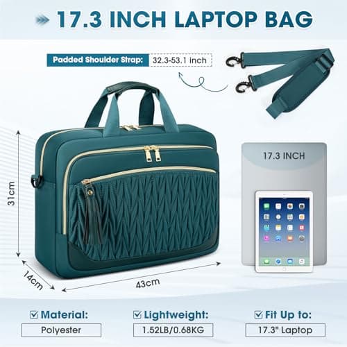 RAINSMORE 17.3 Inch Laptop Bag for Women Work Bag Large Briefcase — view 3