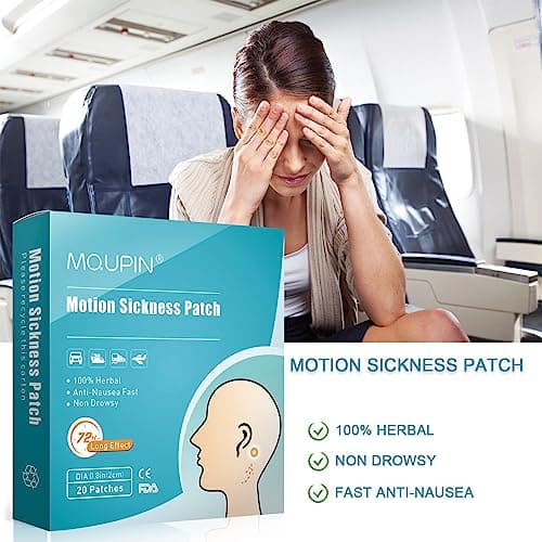 MQUPIN® Motion Sickness Patch Anti-Nausea Relief Vomiting Nausea Dizziness, Sea Sickness Patch 100% Natural Herb Treatment, Fast Acting, Suit for Car, Ships, Airplanes Travel, 20 Count/Box (Pack of 2) — view 2