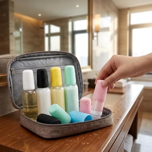 Wellrun 12PCS Silicone Bottle Covers for Travel,Elastic Leak Proof Sleeves for Shampoo, Cosmetics, Sunscreen, Reusable Spill Proof Travel Accessories for Toiletry Containers,Multicolor — view 5