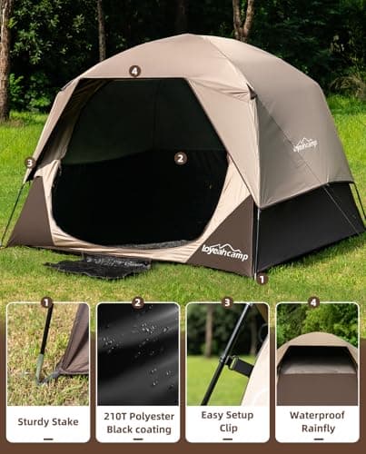 LOYEAHCAMP Tent 4/6 Person Blackout Camping Tent with Rainfly — view 4