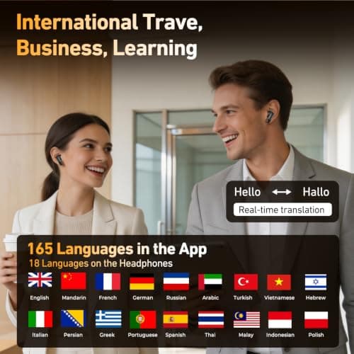 QYGCKJ NE72 AI Translation Earbuds Real Time,165 Languages Translator Ear Buds,Wireless Bluetooth 6.0 Headphones with LCD Touch Screen,Suitable for Travel, Business, Music — view 3