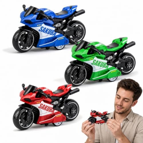 RJFUJP 3Pcs Toy Motorbike, Motorbike Toy, Three Motorcycle Models with Pull-Back Action, Hand-Eye Coordination Development, Display Decoration for Collectors, Compact Travel Entertainment, Gift